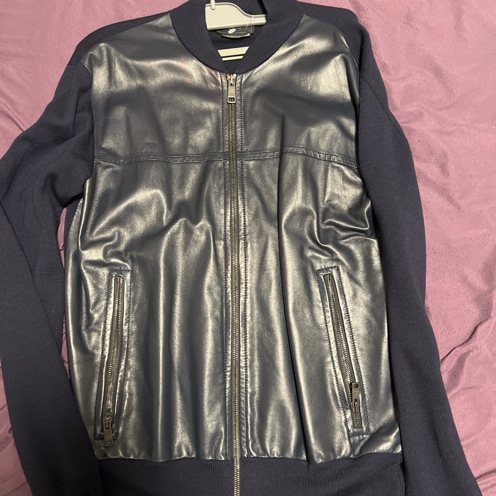 Stylish Silver and Black Bomber Jacket